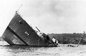 Sinking Corummese warship.jpg