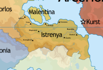       Location of Istrenya (dark green) In Crona (gray)