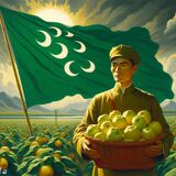 The banner of Islam smiles on the harvest, painting commissioned by the government of Truk. It depicts a regional flag of Truk no longer in use