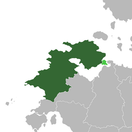 Location of Battganuur (dark green) In Audonia (gray) Province of Umdaria (lime green)