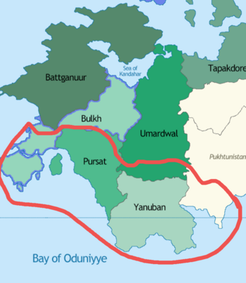 The maximum extent of the Kemeti civilization in ~350 BCE