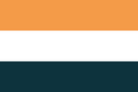 Horizontal tri-color, with orange on top, white in the middle, and a navy blue on the bottom, orange symbolises the Imperial Family, white the Eldmoran Church, and Navy Blue the Eldmoran People