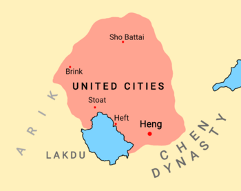 Map of the United cities at its peak in 1035