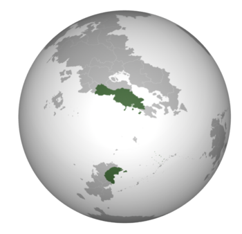 Location of the greatest territorial extent of the Walakee State (dark green)