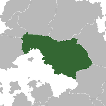       Location of Kandara (dark green) In Audonia (gray)
