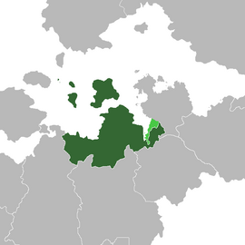 Location of Tapakdore (dark green) In Audonia (gray) Eastern Owidura province (lime green)