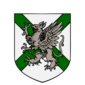 Coat of Arms of Fiannria, featuring the Saltire Cross of St. Alexander of Gallia and the Gray Griffin, national animal of Fiannria