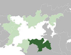 Location of Quetzenkel (green) in northern Crona (gray). Other dependencies of Urcea and NSTA members are depicted in light green.