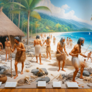 Exhibit in the Torlen Museum of History depicting aspects of prehistoric life on Torlen